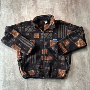 Vintage Banff Designs Aztec Full Zip Fleece Sweater Mens Small Polartec